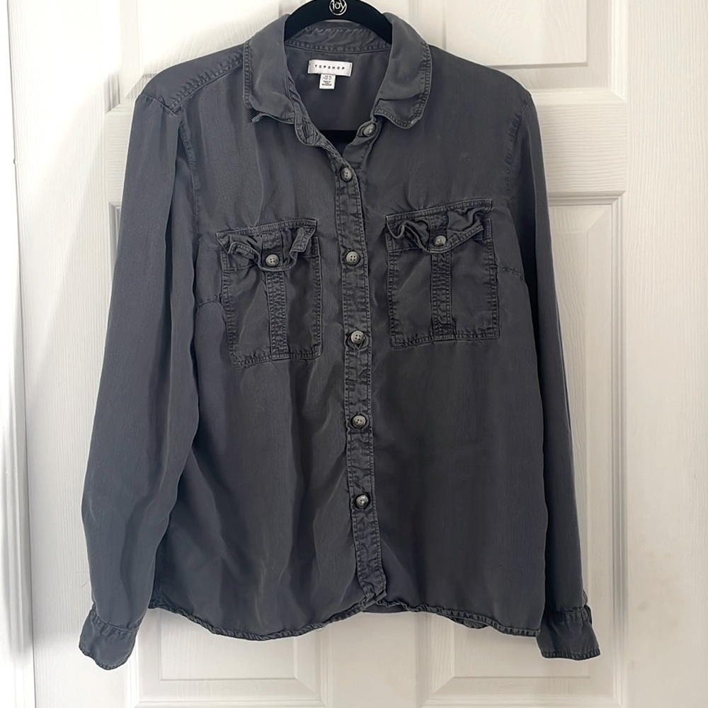 Topshop Charcoal Button up top